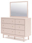 Wistenpine Twin Upholstered Panel Bed with Mirrored Dresser and 2 Nightstands