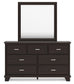 Covetown Full Panel Bed with Mirrored Dresser, Chest and Nightstand