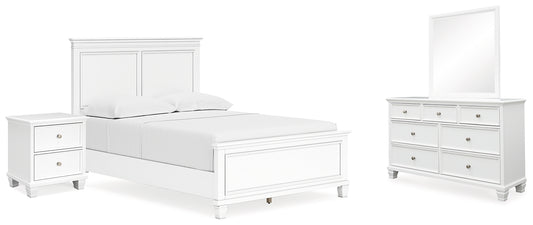 Fortman Full Panel Bed with Mirrored Dresser and Nightstand